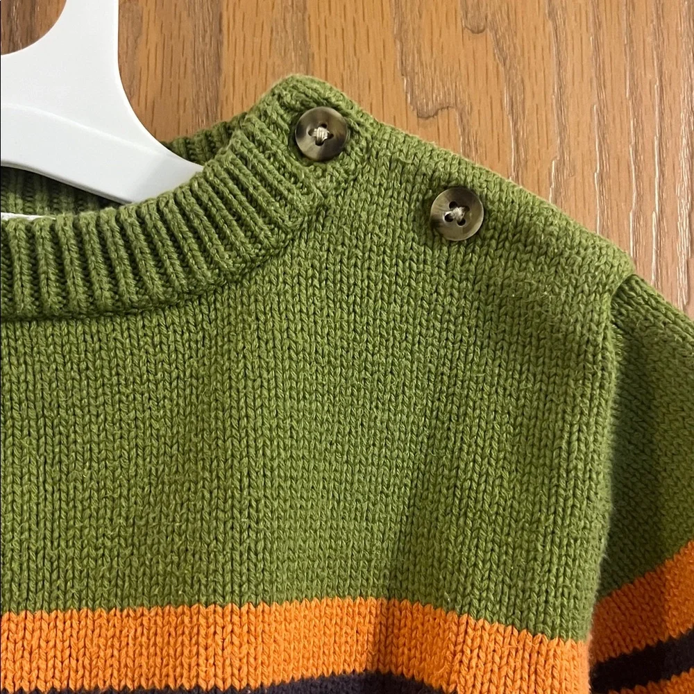 Vintage Gymboree Green Striped Knit Crewneck Sweater‎ 2T